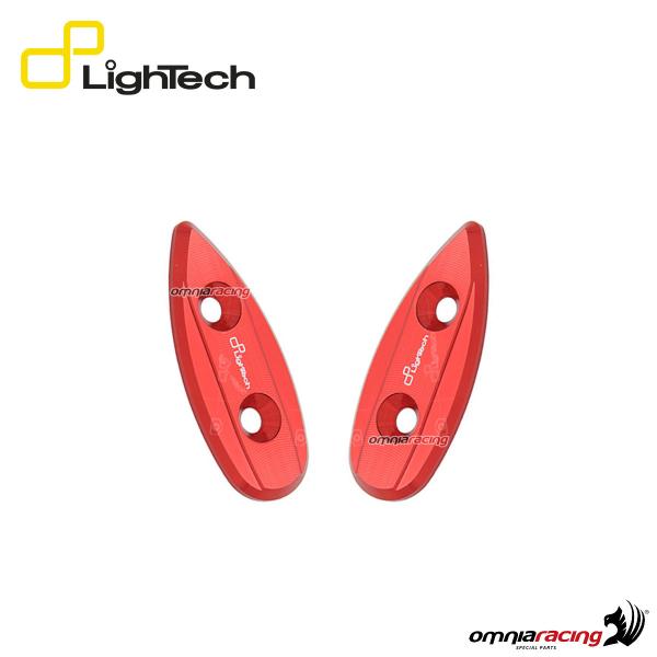 Coppia tappi specchietti retrovisori Lightech in ergal colore rosso per Yamaha YZF R6 1999>2007