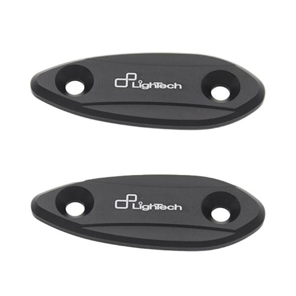 Pair of Lightech ergal rear view mirror caps black color for Kawasaki ZX6R Ninja 2009>2012