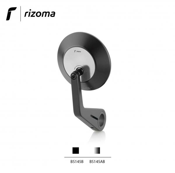 Specchietto Rizoma Eccentrico end-bar in alluminio omologato colore argento/nero