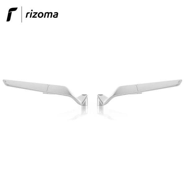 Pair of Rizoma Stealth naked mirrors in silver aluminum for Honda CB650R 2021>
