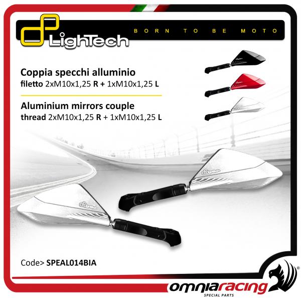 Lightech - Coppia Specchietti in Alluminio colore Bianco / Specchi Retrovisori Universali per Moto