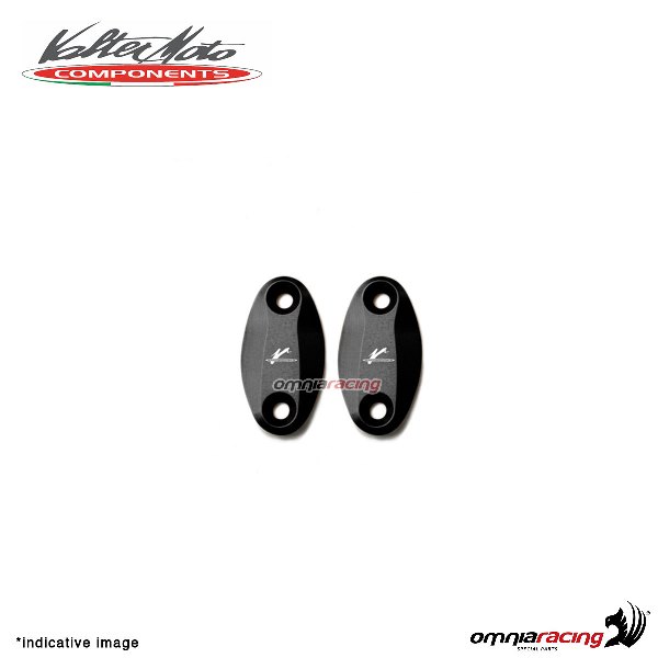 Tappi fori specchi Valtermoto in alluminio nero per Kawasaki ZX6R 2005>2008