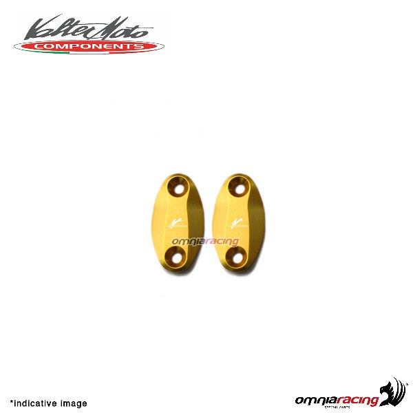 Tappi fori specchi Valtermoto in alluminio oro per Kawasaki ZX6R 2005>2008