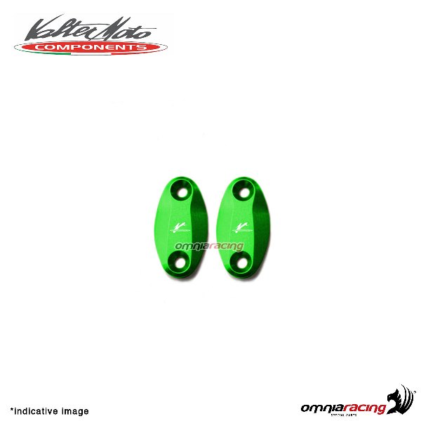 Tappi fori specchi Valtermoto in alluminio verde per Kawasaki ZX6R 2005>2008