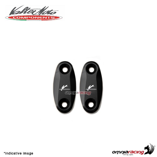Tappi fori specchi Valtermoto in alluminio nero per Yamaha R125 2008>2018