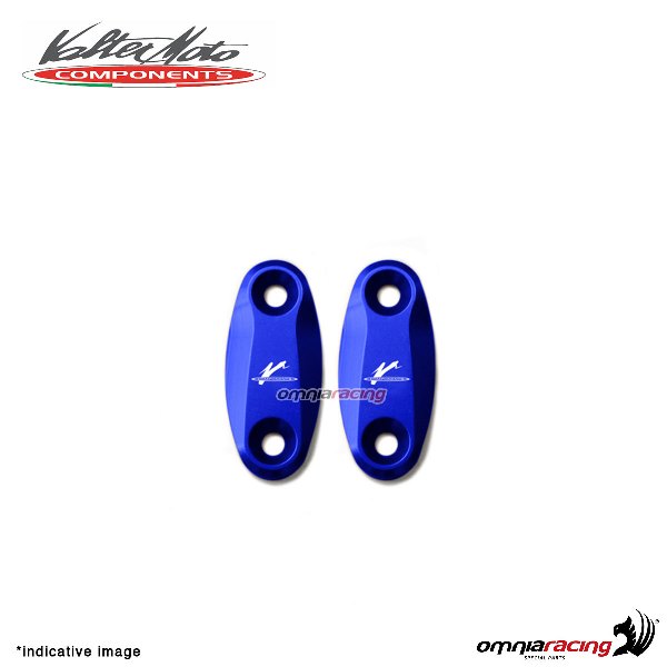 Tappi fori specchi Valtermoto in alluminio blu per Yamaha R125 2008>2018