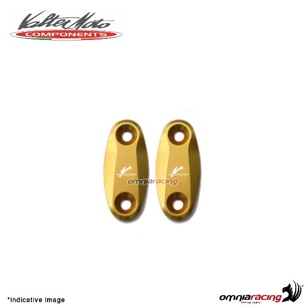 Tappi fori specchi Valtermoto in alluminio oro per Yamaha R125 2008>2018