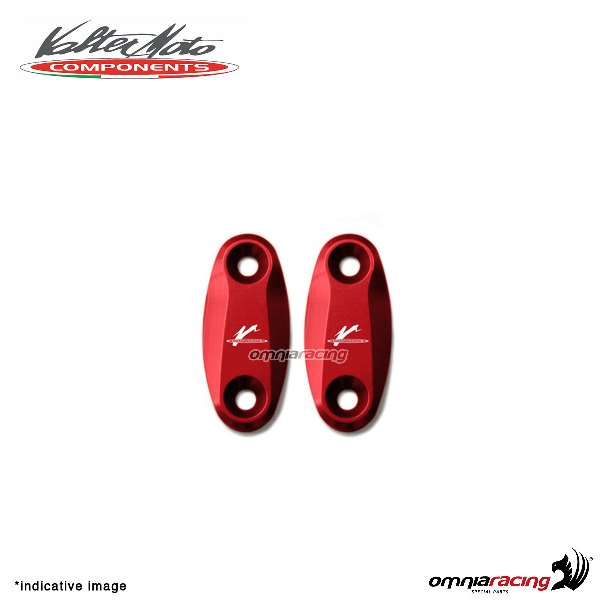 Tappi fori specchi Valtermoto in alluminio rosso per Yamaha R125 2008>2018