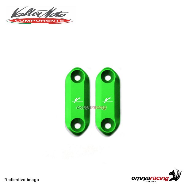 Valtermoto mirrors hole covers green aluminum for Kawasaki Ninja 400 2017>2018