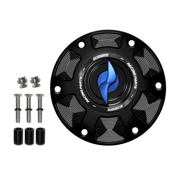 Accossato blue aluminum fuel tank cap quick release Aprilia ETV1000 2001-2007