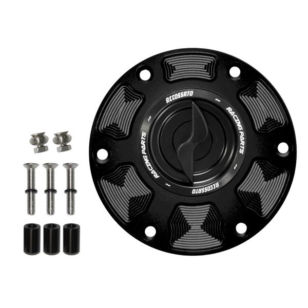 Tappo serbatoio benzina Accossato alluminio nero chiusura rapida Aprilia RSV1000 2000-2003