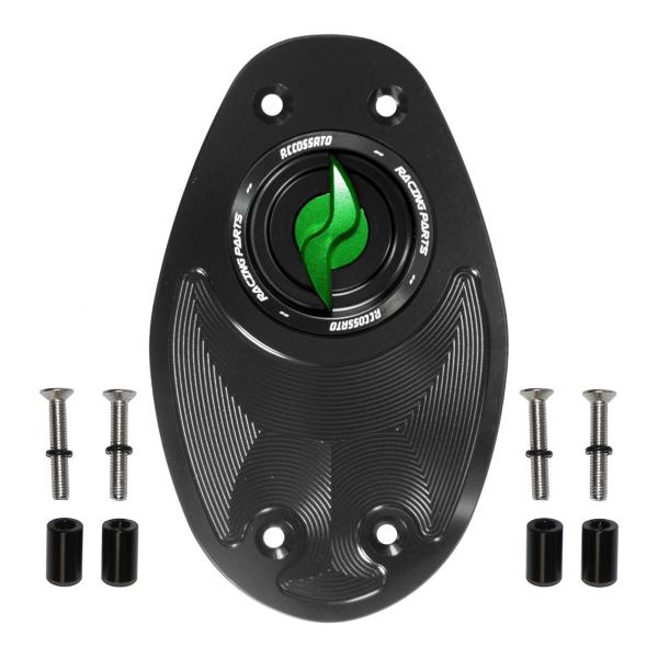 Accossato green aluminum fuel tank cap quick release Ducati 749 2003-2004