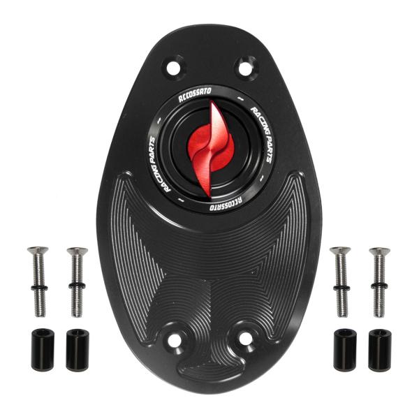 Accossato red aluminum fuel tank cap quick release Ducati 999 2003-2004