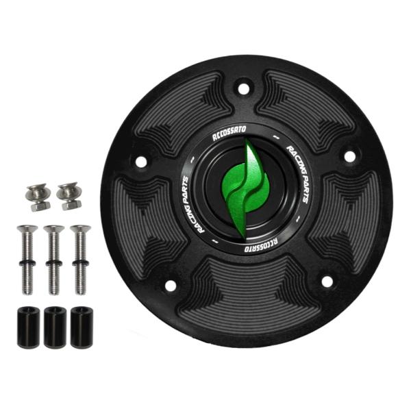 Accossato green aluminum fuel tank cap quick release Honda CBR1000RR 2014-2016