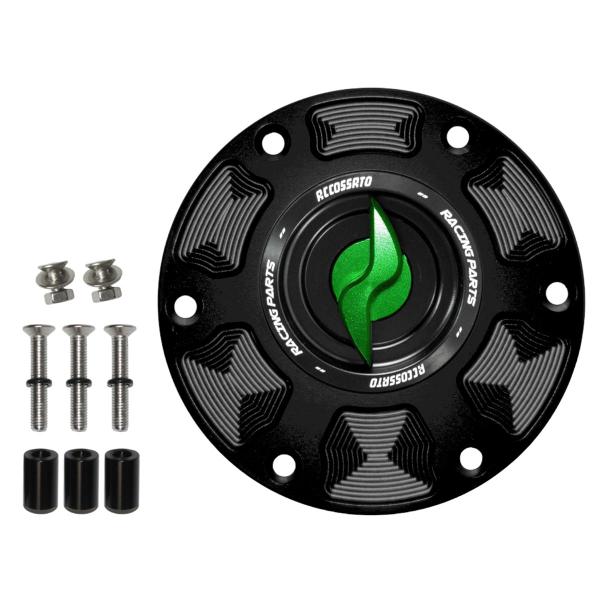 Accossato green aluminum fuel tank cap quick release KTM 690 Duke 2013-2017
