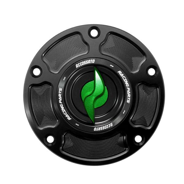 Accossato green aluminum fuel tank cap quick release KTM 1190 RC8 2008-2015