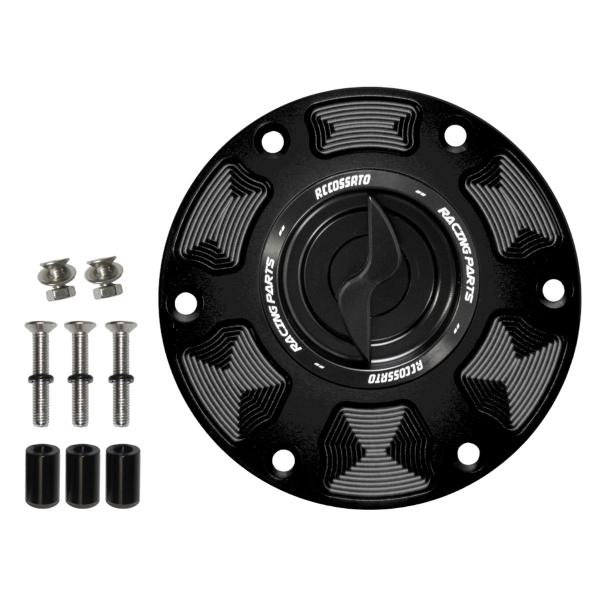 Tappo serbatoio benzina Accossato alluminio nero chiusura rapida Triumph Speed Triple 955 1999-2001