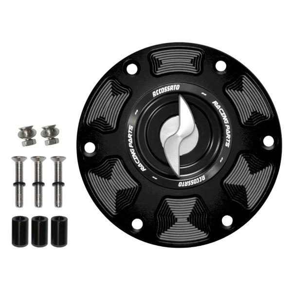 Tappo serbatoio benzina Accossato alluminio argento chiusura rapida Triumph Speed Triple 1050 05-13