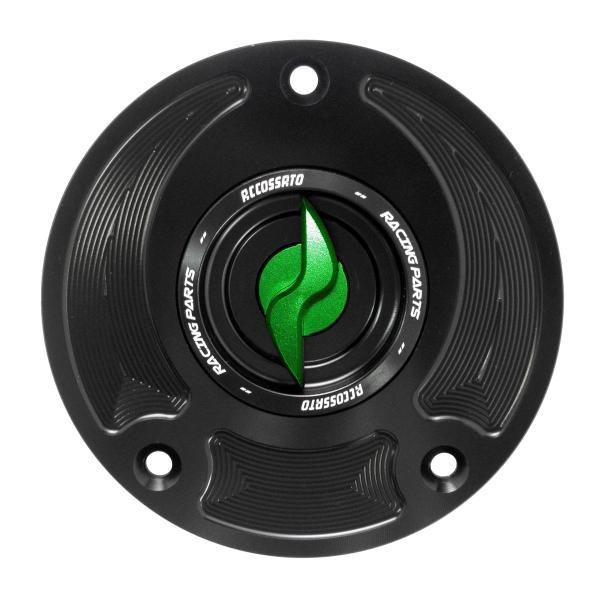 Accossato green aluminum fuel tank cap quick release Suzuki GSXR1300 Hayabusa 2008-2013