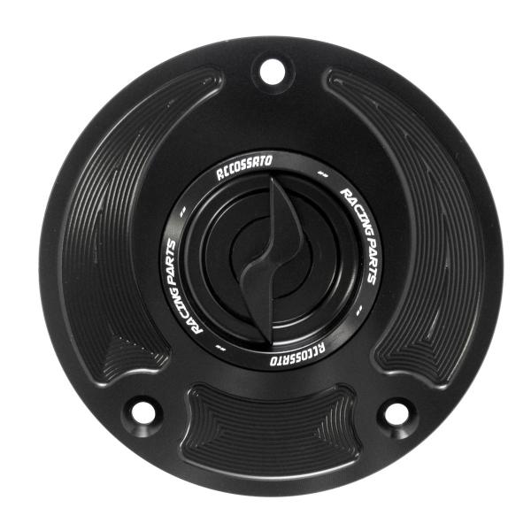 Accossato black aluminum fuel tank cap quick release Suzuki GSXR1000 2003-2013