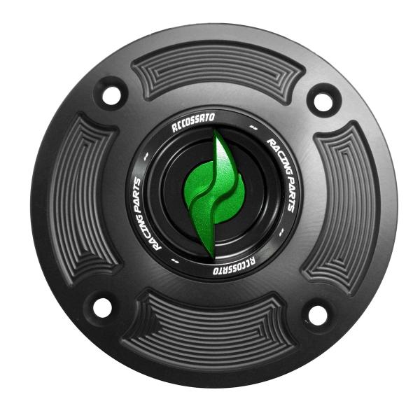 Tappo serbatoio benzina Accossato alluminio verde chiusura rapida Suzuki GSXR600 1996-2003