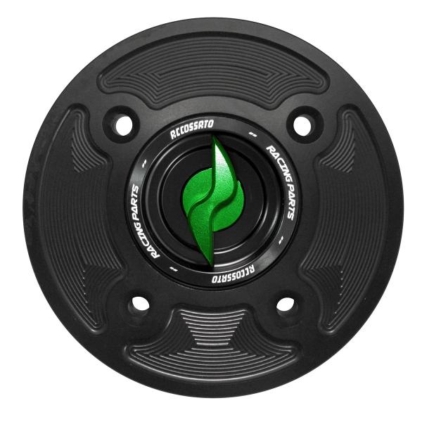 Accossato green aluminum fuel tank cap quick release Kawasaki Ninja 400 2017-2022