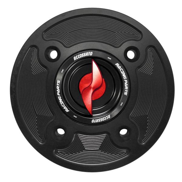 Accossato red aluminum fuel tank cap quick release Kawasaki Z900 2017-2022
