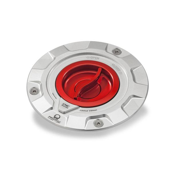 Tappo serbatoio benzina CNC Racing Pramac argento/rosso Ducati Panigale 1199S 2012-2014