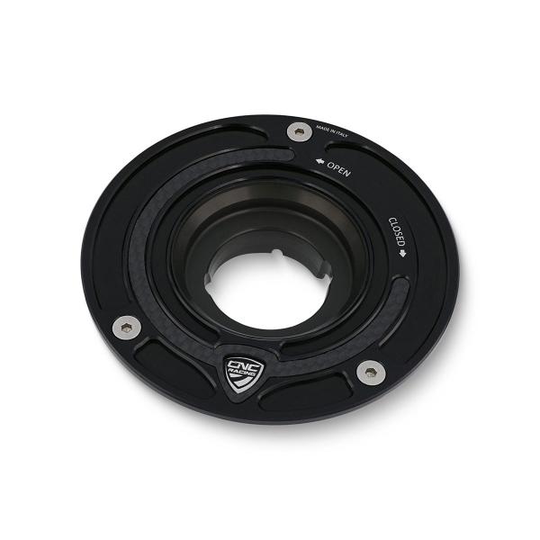Flangia tappo serbatoio benzina CNC Racing Carbon nero Aprilia RSV4 Racing Factory 2015-2018