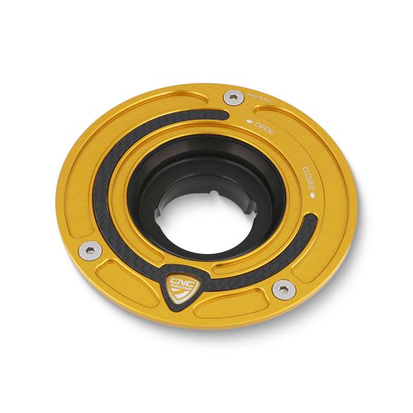 Flangia tappo serbatoio benzina CNC Racing Carbon oro Aprilia RSV4 Racing Factory 2015-2018