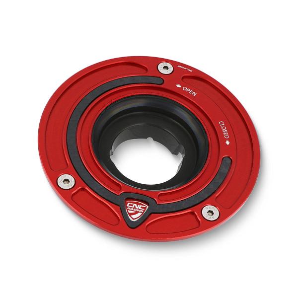 Flangia tappo serbatoio benzina CNC Racing Carbon rosso Aprilia RSV4 Racing Factory 2015-2018
