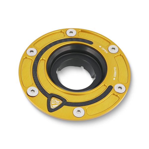 Flangia tappo serbatoio benzina CNC Racing Carbon oro Aprilia RS660 2021-2022