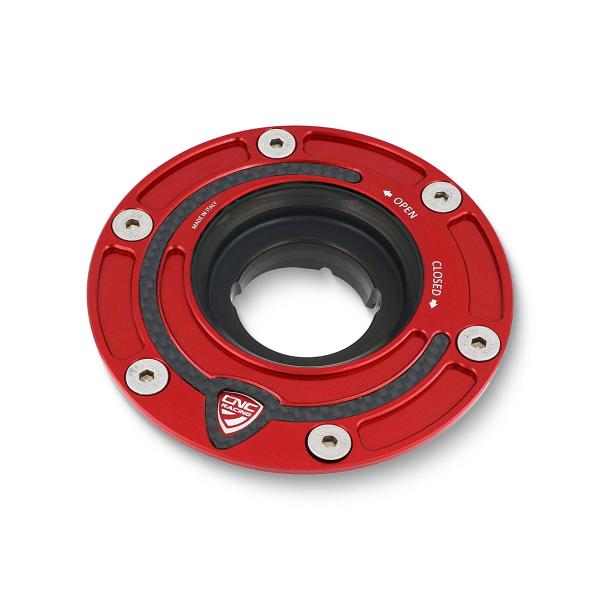 Flangia tappo serbatoio benzina CNC Racing Carbon rosso Aprilia RS660 2021-2022