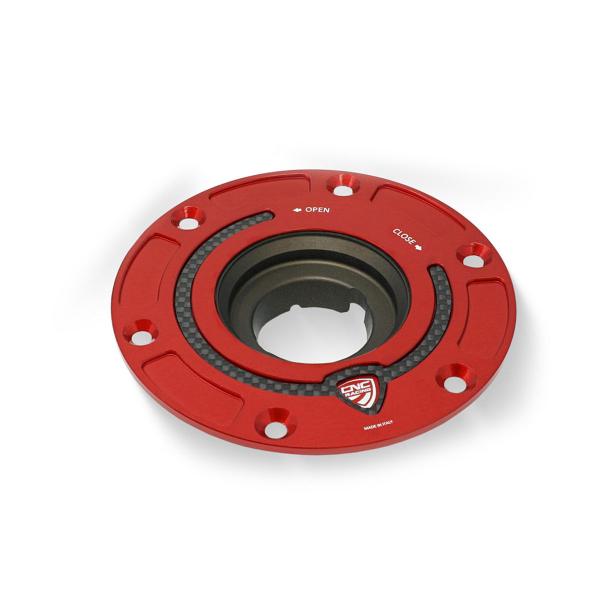 Flangia tappo serbatoio benzina CNC Racing Carbon rosso Ducati Diavel 1260 2019-2022