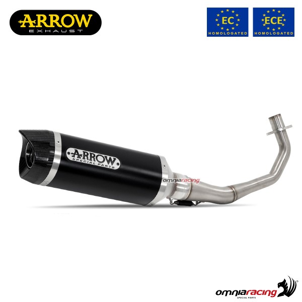 Impianto di scarico completo Arrow Thunder omologato in alluminio dark per Honda CB125R 2018>2020
