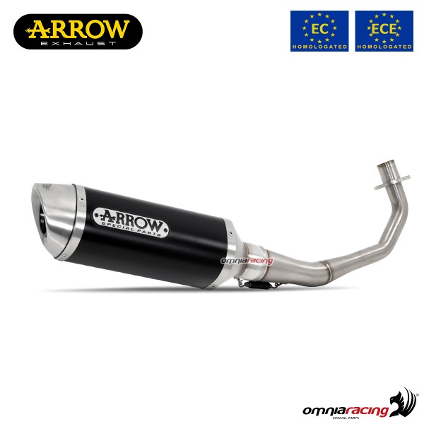 Impianto di scarico completo Arrow Thunder omologato in alluminio dark per Honda CB125F 2017>2020