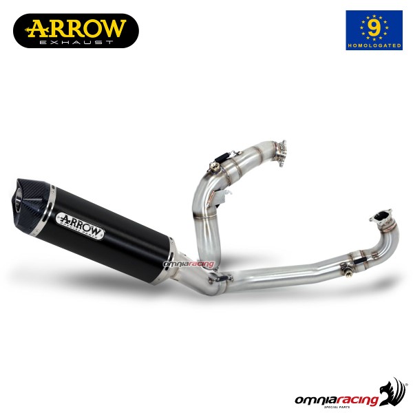 Impianto di scarico completo Arrow Race-Tech omologato in alluminio dark per Gilera GP800 2008>2013