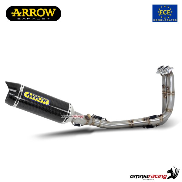 Impianto di scarico completo Arrow Thunder omologato in carbonio per Yamaha Tracer 700 2016>2019