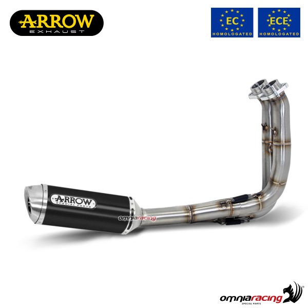Impianto di scarico completo Arrow Thunder omologato in alluminio dark per Yamaha MT07 2014>2020