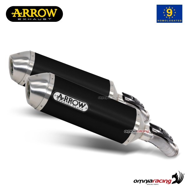 Coppia terminali Arrow Race Tech omologato alluminio nero per Aprilia Tuono 1000R/Factory 2006>2010