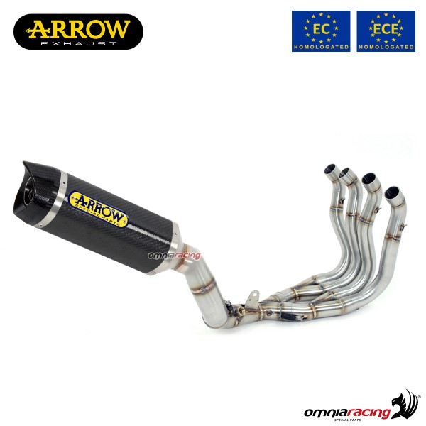 Impianto di scarico completo Arrow Thunder omologato in carbonio per Honda CBR650R 2019>2021