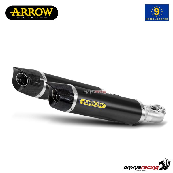 Coppia terminali di scarico Arrow Thunder omologato in alluminio nero per Yamaha R1 2007>2008