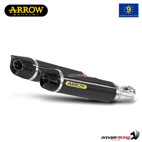 Coppia terminali di scarico Arrow Thunder omologato in carbonio per Yamaha R1 2007>2008