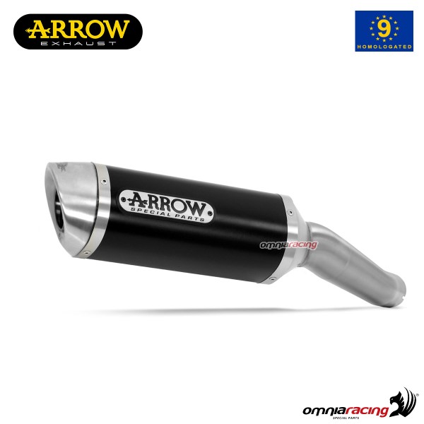 Terminale di scarico Arrow Thunder omologato in alluminio nero per Suzuki SVF650 Gladius 2009>2015