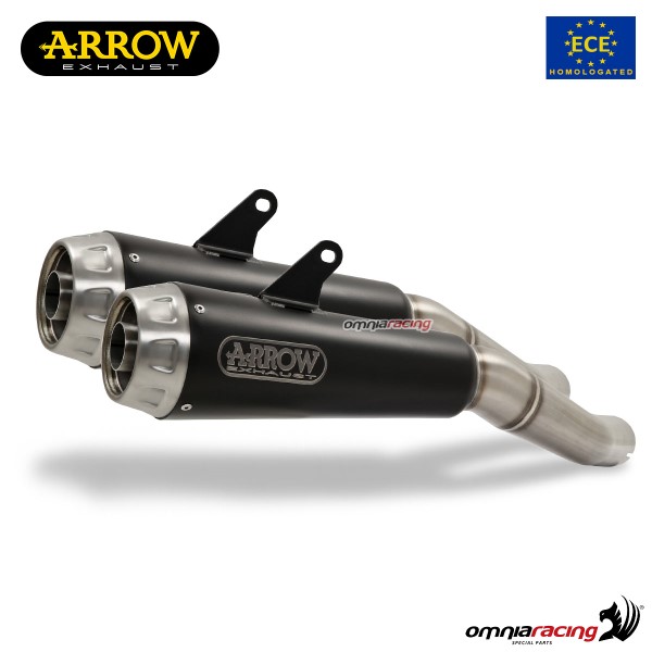 Arrow pair of exhausts Pro Race slip-ons inox dark approved for Kawasaki Z1000 2017>2020