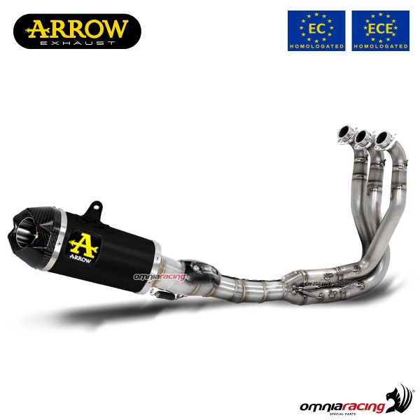 Impianto di scarico completo Arrow Works omologato in acciaio dark per Yamaha Tracer 900GT 2021