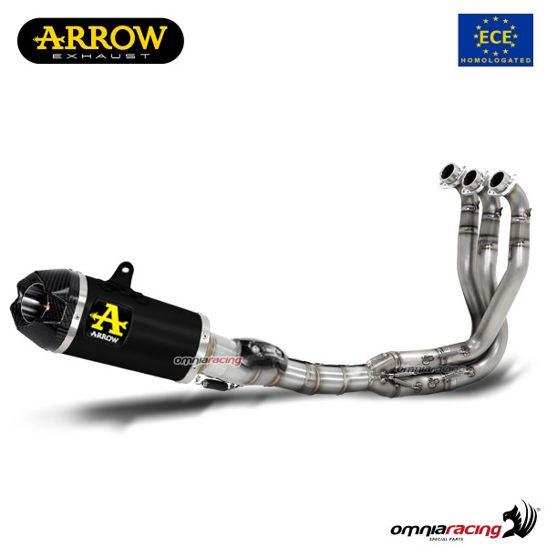 Impianto di scarico completo Arrow Works omologato in acciaio dark per Yamaha Tracer 900GT 2021