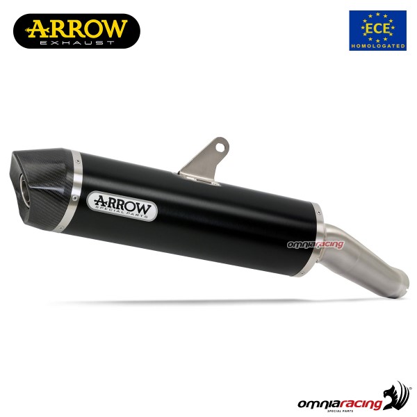 Terminale di scarico Arrow Maxi Race Tech omologato in alluminio nero per Suzuki Vstrom 2014>2020