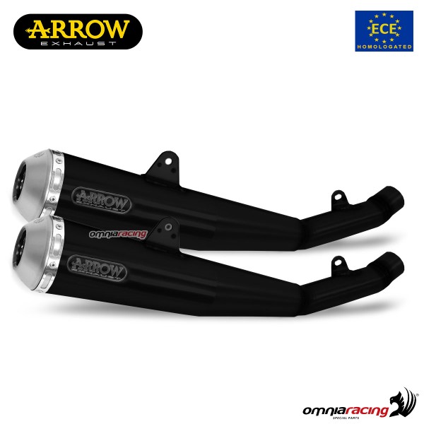 Coppia terminali Arrow Pro Racing omologato acciaio nero per Triumph Thruxton 1200 2016>2020