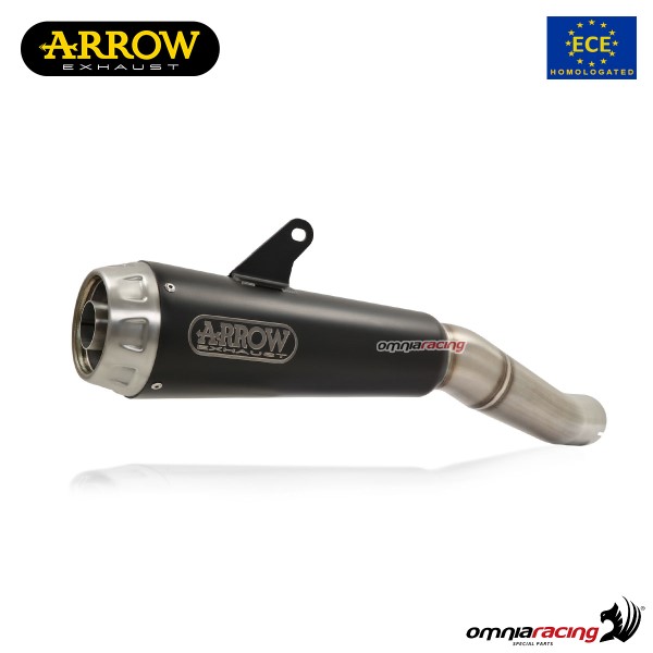 Terminale di scarico Arrow Pro Race omologato in acciaio nero per Kawasaki Z900E 2017>2018